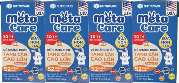 Sữa dinh dưỡng pha sẵn MetaCare Eco 110ml, Lốc 4 hộp (Từ 1 tuổi)