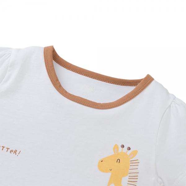 Bộ bé gái ngắn Animo Easy TX0325021 (1-4Y,Trắng-nâu,TT02)