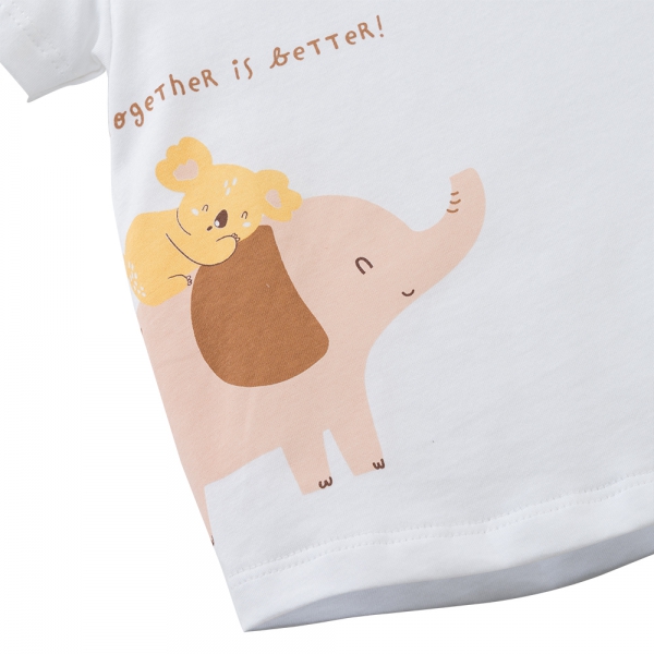 Bộ bé gái ngắn Animo Easy TX0325021 (1-4Y,Trắng-nâu,TT02)