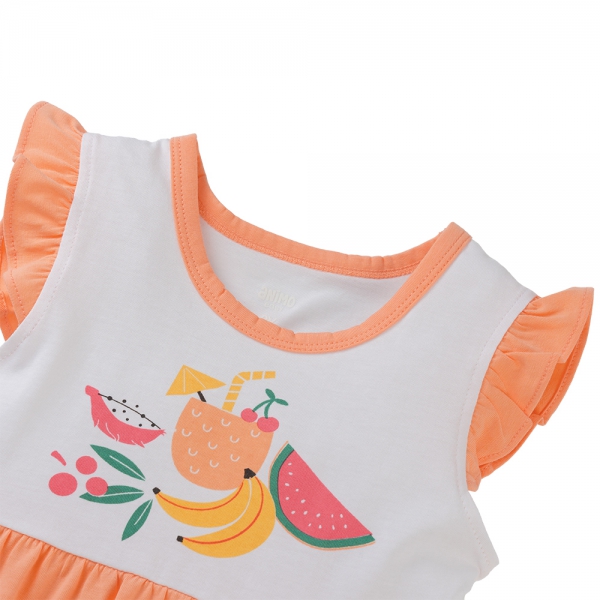Đầm bé gái Animo Easy TX0525036 (1-4Y,Trắng-cam sữa,NN02)