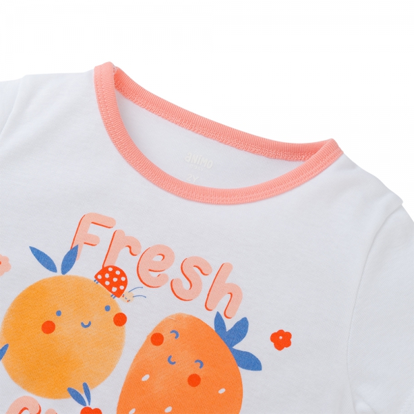 Bộ bé gái ngắn Animo Easy LU0425045 (1-4Y,Trắng-đào,TT02)