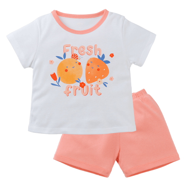 Bộ bé gái ngắn Animo Easy LU0425045 (1-4Y,Trắng-đào,TT02)