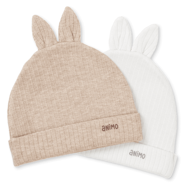 Set 2 nón sơ sinh tai cún Animo HN0625013 (NB,Be-trắng)
