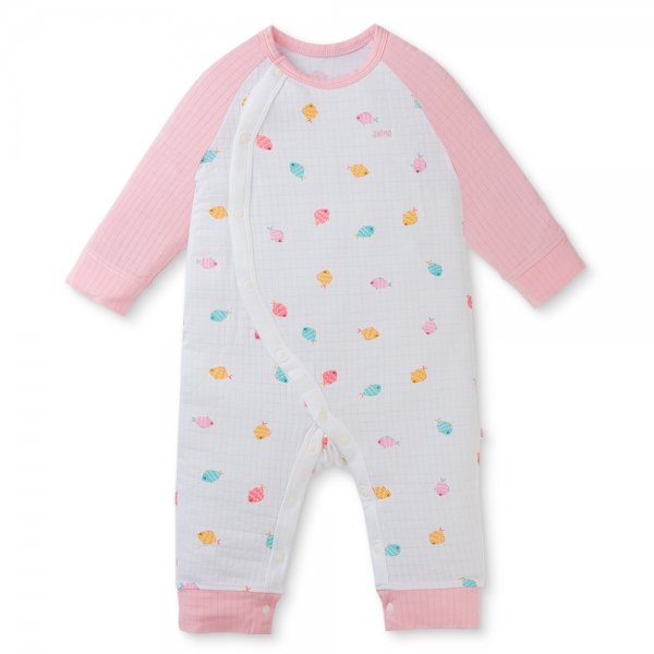 Set 2 bodysuit rayon chống muỗi dài Animo VD0425037 (0-12M,Hồng-trắng,TT06)
