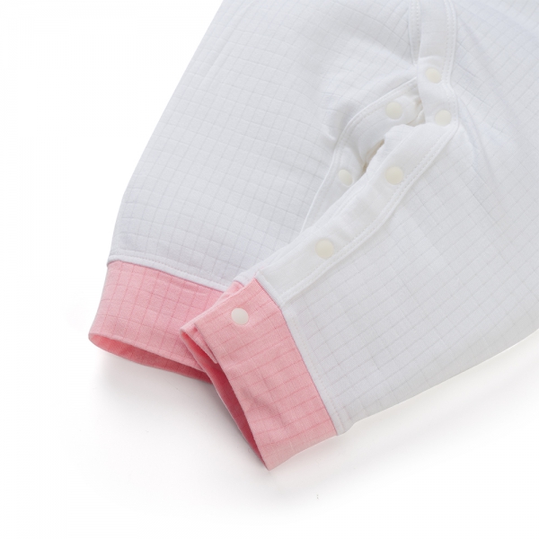 Set 2 bodysuit rayon chống muỗi dài Animo VD0425037 (0-12M,Hồng-trắng,TT06)