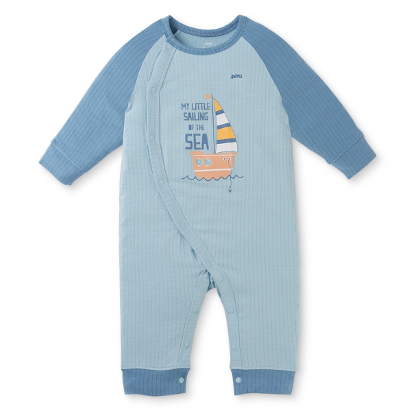 Set 2 bodysuit rayon chống muỗi dài Animo VD0425036 (0-12M,Xanh-trắng,TT06)