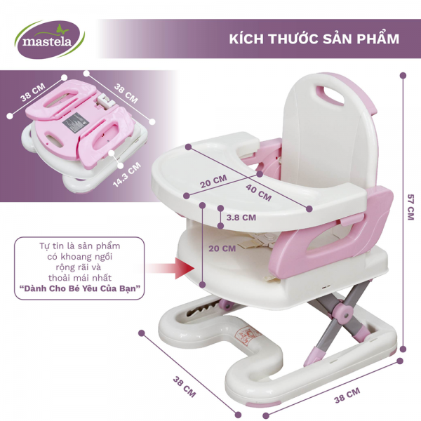 Ghế ăn dặm điều chỉnh độ cao Mastela 7110 (Màu xám)