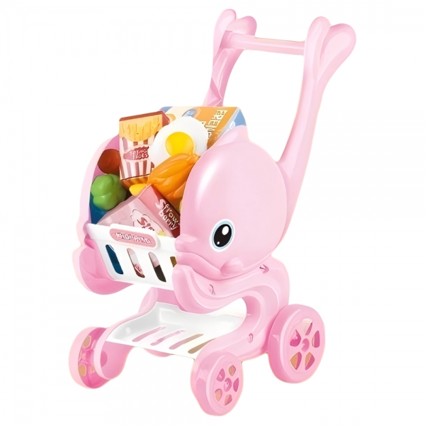 Xe đẩy siêu thị cá heo đáng yêu kèm phụ kiện thực phẩm YN580364 C502