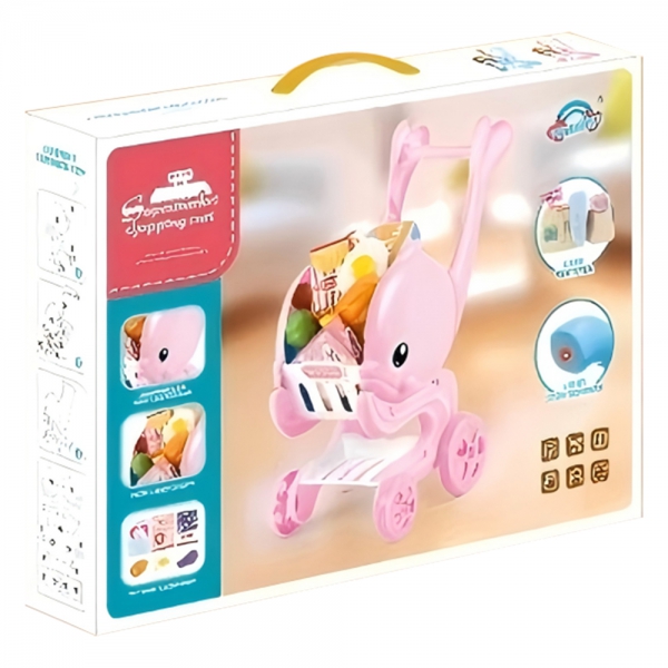 Xe đẩy siêu thị cá heo đáng yêu kèm phụ kiện thực phẩm YN580364 C502