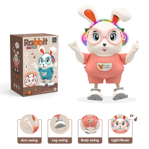 Chú thỏ đeo kính nhảy múa phát nhạc vui nhộn YN620473 C502 (Hồng)