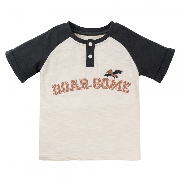 Áo bé trai có trụ BST Khủng long Animo HN1024040 (9M-6Y,Kem xanh)