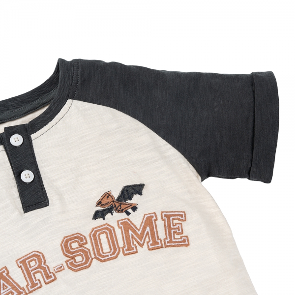 Áo bé trai có trụ BST Khủng long Animo HN1024040 (9M-6Y,Kem xanh)