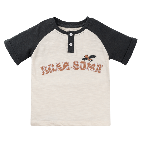 Áo bé trai có trụ BST Khủng long Animo HN1024040 (9M-6Y,Kem xanh)