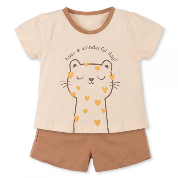 Bộ bé gái ngắn Animo Easy TX0325020 (1-4Y,Kem-nâu,TT02)