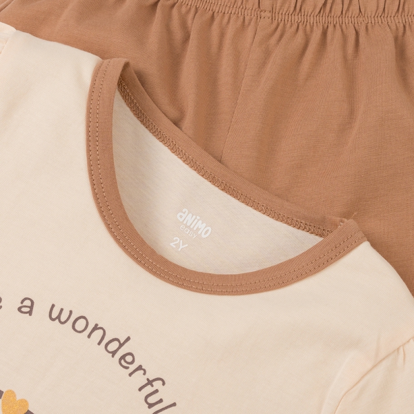 Bộ bé gái ngắn Animo Easy TX0325020 (1-4Y,Kem-nâu,TT02)