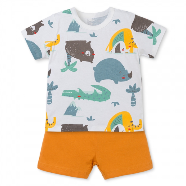 Bộ bé trai ngắn Animo Easy HN0325061 (1-4Y,Trắng-vàng,TT04)