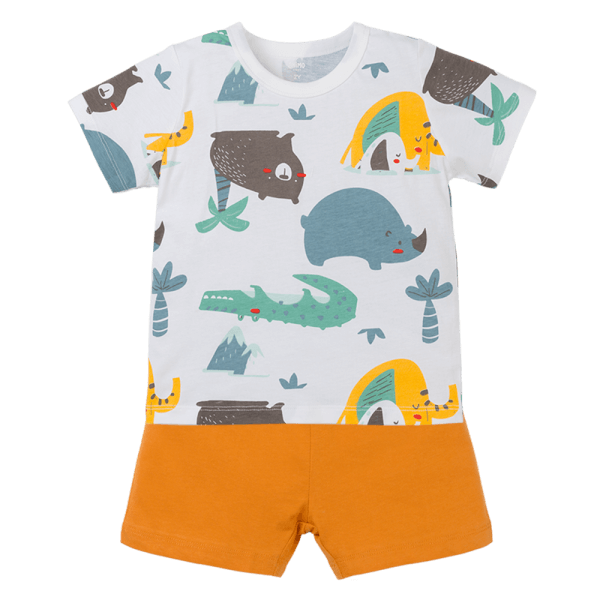 Bộ bé trai ngắn Animo Easy HN0325061 (1-4Y,Trắng-vàng,TT04)