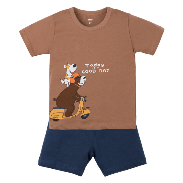 Bộ bé trai ngắn Animo Easy HN0425015 (1-4Y,Nâu-dương,TT02)