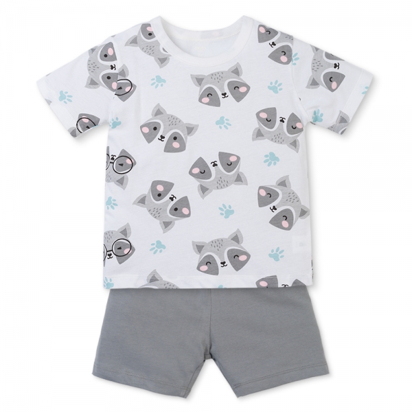 Bộ bé trai ngắn Animo Easy HN0425009 (1-4Y,Trắng-xám,TT04)