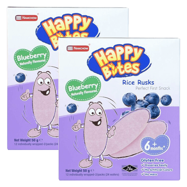 Combo 2 Bánh Gạo Ăn Dặm Cho Trẻ Em Happy Bites Việt Quất 50g