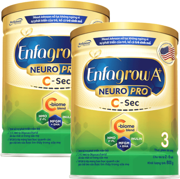 Combo 2 Sữa Enfagrow A+ NeuroPro 3 C-Sec 800g (2-6 tuổi)