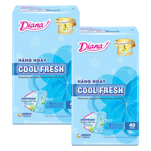 Combo 2 Băng vệ sinh Diana Hàng Ngày Cool Fresh (40 miếng)