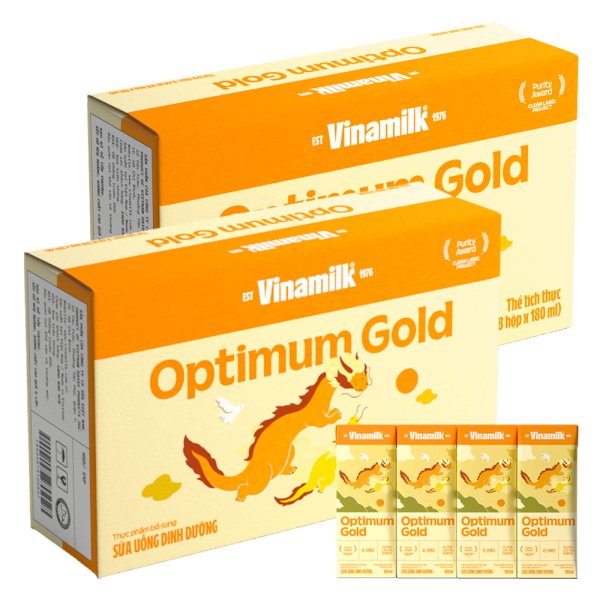 Combo 2 thùng Sữa uống dinh dưỡng Optimum Gold 180ml (Lốc 4 hộp) new