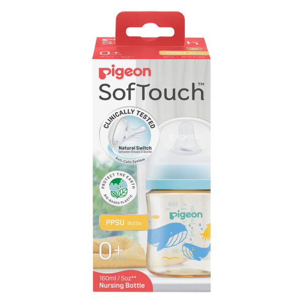 Bình Sữa Pigeon PPSU Softouch Baby-Friendly World 160ml, đại dương(SS)