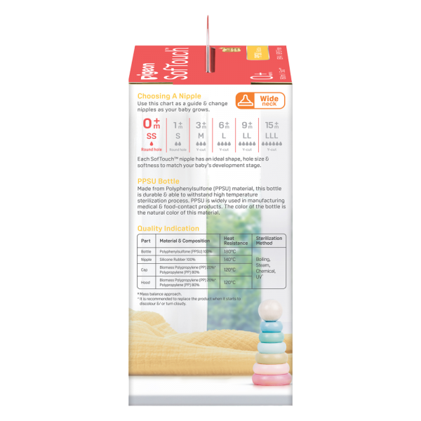 Bình Sữa Pigeon PPSU Softouch Baby-Friendly World 160ml, đại dương(SS)