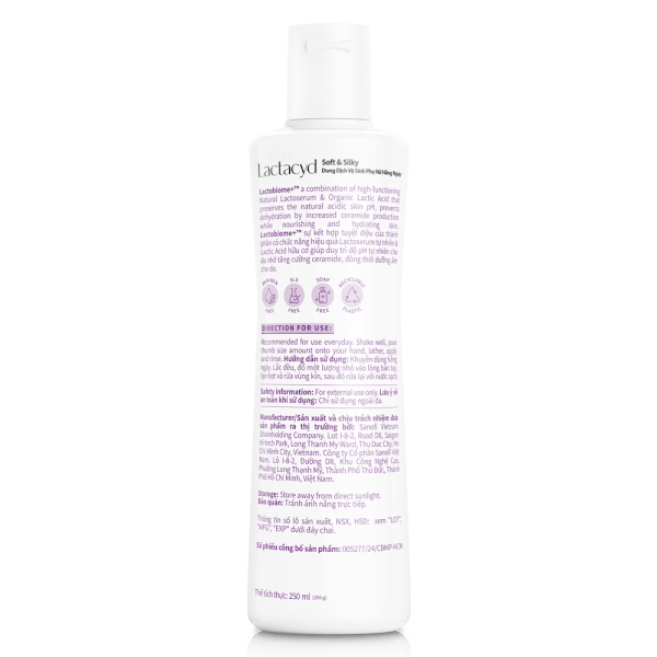 Dung Dịch Vệ Sinh Phụ Nữ Lactacyd Soft and Silky 250ml (Giao mẫu ngẫu nhiên)