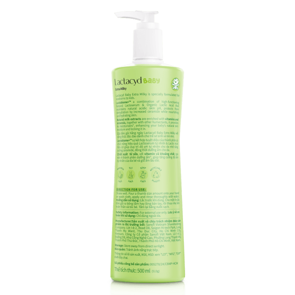 Sữa tắm gội Lactacyd Baby Extra Milky 500ml (Giao mẫu ngẫu nhiên)