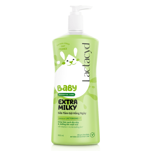 Sữa tắm gội trẻ em hàng ngày bảo vệ và nuôi dưỡng da và tóc bé Lactacyd STG Extra Milky 800ml (Giao mẫu ngẫu nhiên)