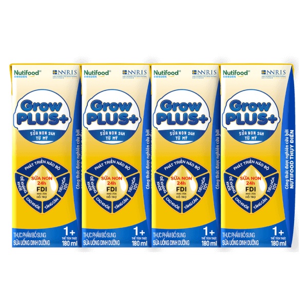 Sữa GrowPLUS+ Sữa non Vàng 1+ 180ml (lốc 4 hộp)