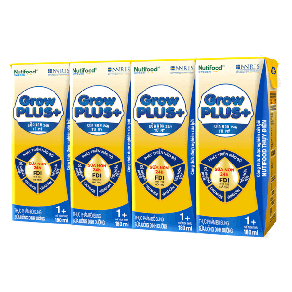 Combo 2 thùng Sữa GrowPLUS+ Sữa non Vàng 1+ 180ml (lốc 4 hộp)