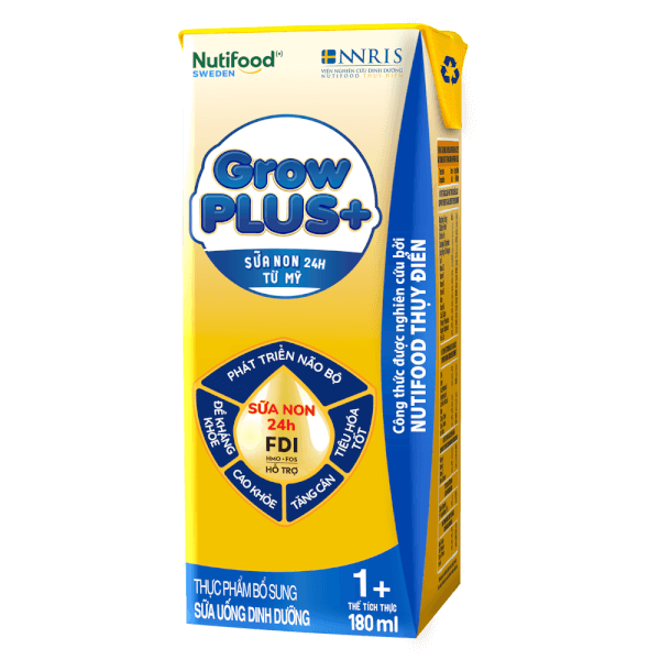 Combo 2 thùng Sữa GrowPLUS+ Sữa non Vàng 1+ 180ml (lốc 4 hộp)