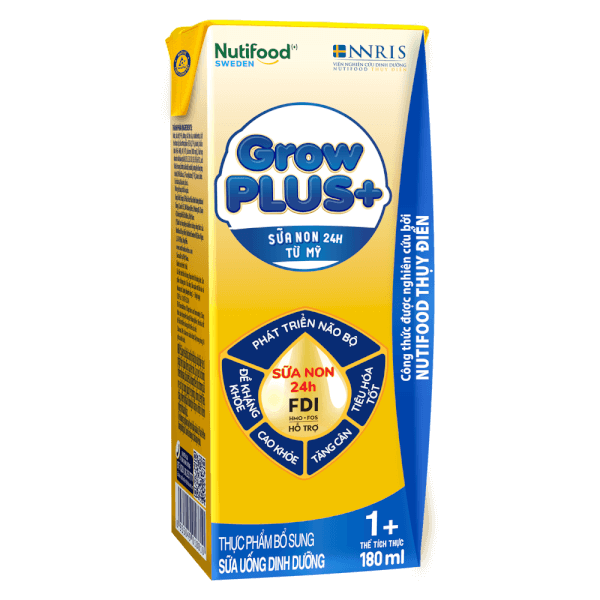 Combo 2 thùng Sữa GrowPLUS+ Sữa non Vàng 1+ 180ml (lốc 4 hộp)