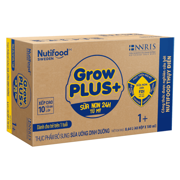 Combo 2 thùng Sữa GrowPLUS+ Sữa non Vàng 1+ 180ml (lốc 4 hộp)