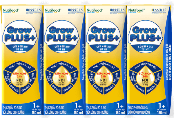 Sữa GrowPLUS+ Sữa non Vàng 1+ 180ml (lốc 4 hộp)