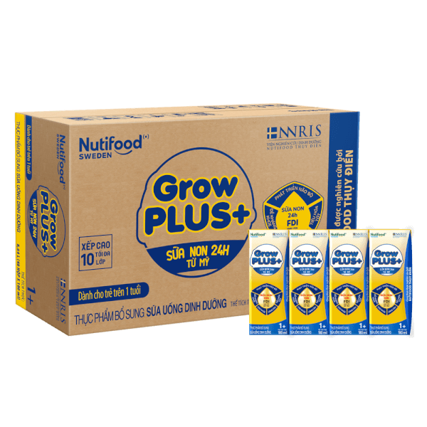 Thùng Sữa GrowPLUS+ Sữa non Vàng 1+ 180ml (lốc 4 hộp)