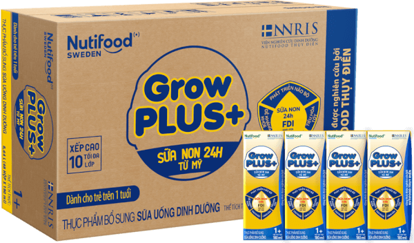 Thùng Sữa GrowPLUS+ Sữa non Vàng 1+ 180ml (lốc 4 hộp)