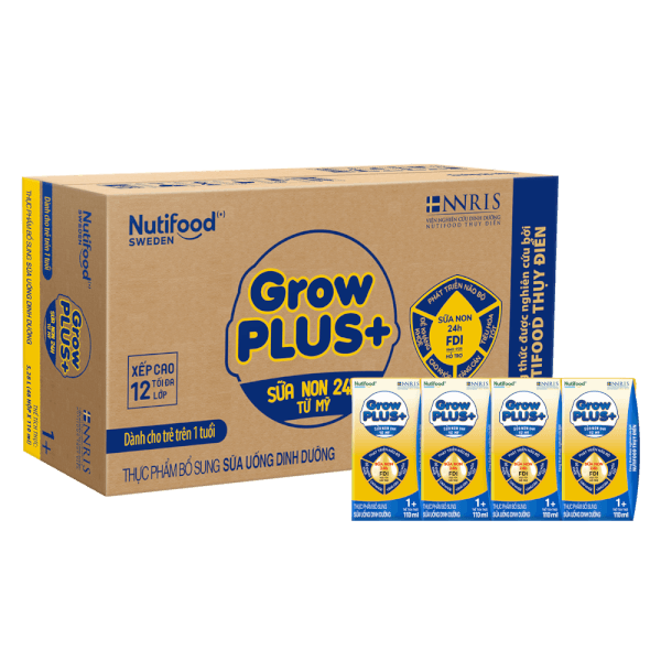 Thùng Sữa GrowPLUS+ Sữa non Vàng 1+ 110ml (lốc 4 hộp)