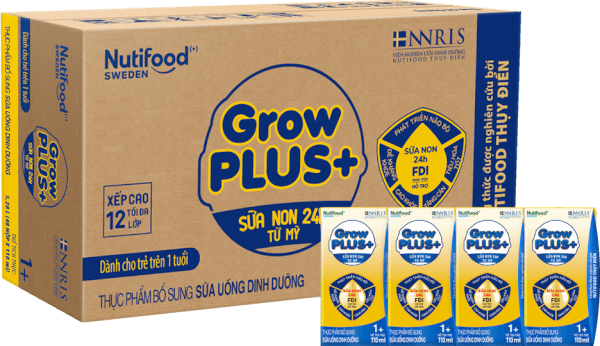 Thùng Sữa GrowPLUS+ Sữa non Vàng 1+ 110ml (lốc 4 hộp)