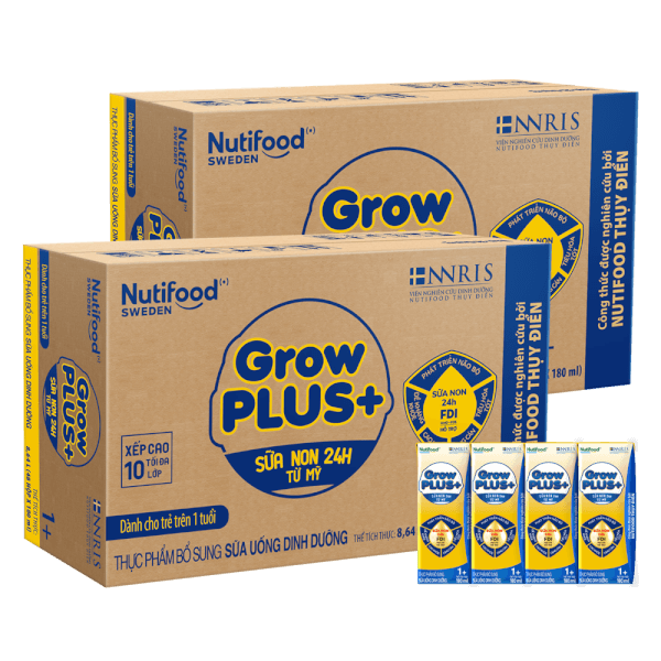Combo 2 thùng Sữa GrowPLUS+ Sữa non Vàng 1+ 180ml (lốc 4 hộp)