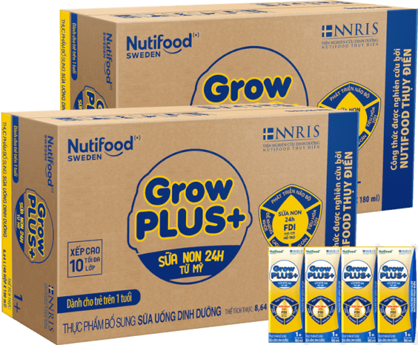 Combo 2 thùng Sữa GrowPLUS+ Sữa non Vàng 1+ 180ml (lốc 4 hộp)