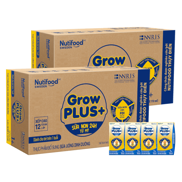 Combo 2 thùng Sữa GrowPLUS+ Sữa non Vàng 1+ 110ml (lốc 4 hộp)