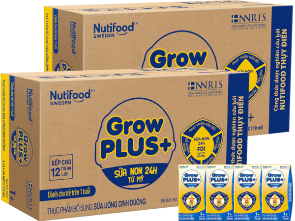 Combo 2 thùng Sữa GrowPLUS+ Sữa non Vàng 1+ 110ml (lốc 4 hộp)
