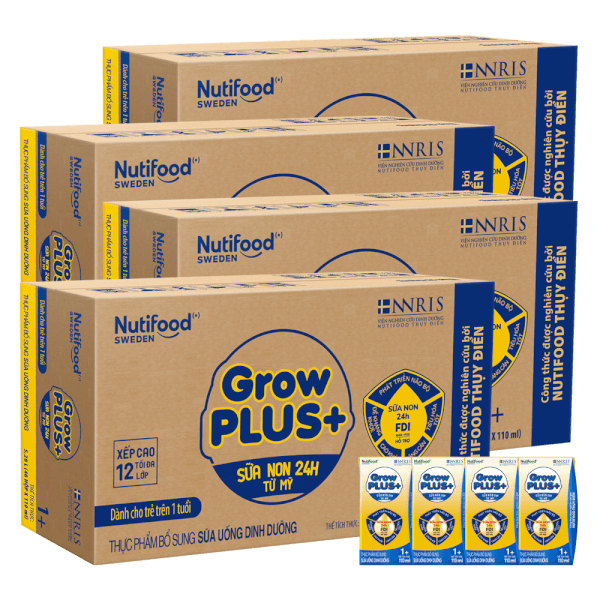 Combo 4 thùng Sữa GrowPLUS+ Sữa non Vàng 1+ 110ml (lốc 4 hộp)