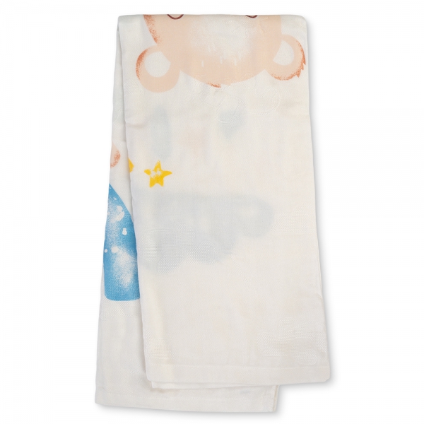 Set 2 Khăn tắm đa năng sợi tre in hình Animo  B2409_MN005 (110x110cm,Trắng,Giao hoạ tiết ngẫu nhiên)