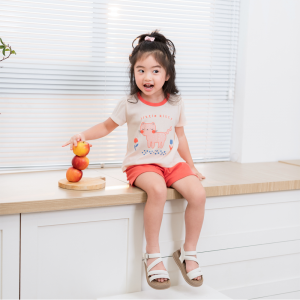 Bộ bé gái ngắn Animo Easy LU0325012 (1-4Y,Kem-hồng, TT02)