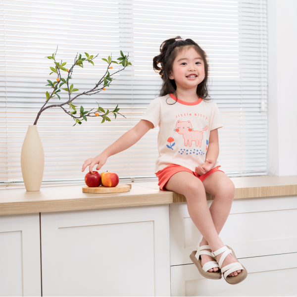 Bộ bé gái ngắn Animo Easy LU0325012 (1-4Y,Kem-hồng, TT02)